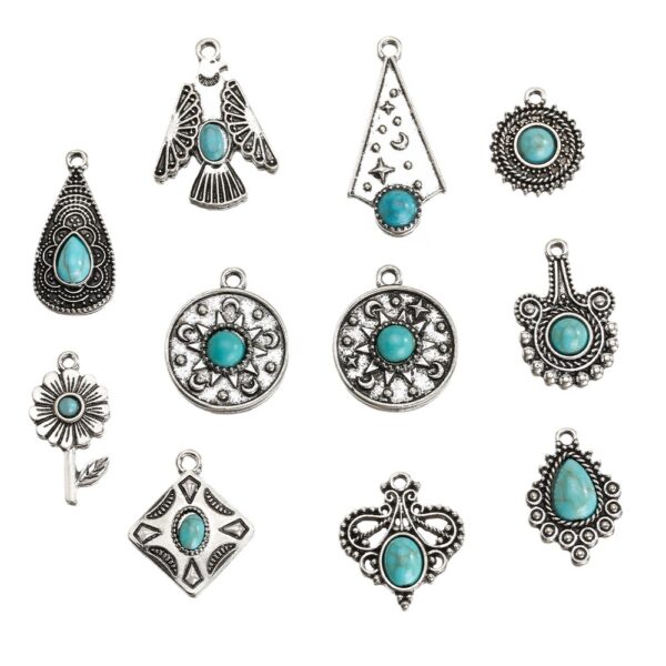 Wholesale Cross-border European and American Personality Bohemian Ethnic Style Turquoise Inlaid Necklace Bracelet diy Jewelry Accessories Accessories