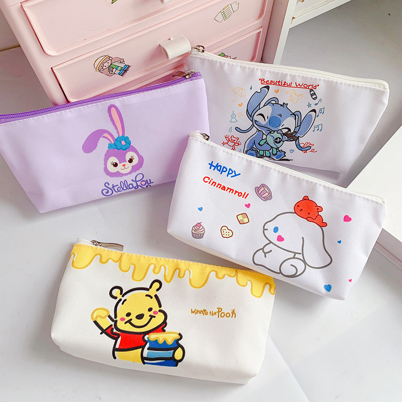 Wholesale Japanese Style Pencil Bag Women's Large Capacity ins Canvas Stationery Bag Stitch Pencil Bag Small Fresh Style Storage Bag Multifunctional