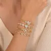 Copper Gold Plated Vintage Style Plating Inlay Heart Shape Butterfly Rectangle Zircon Bracelets