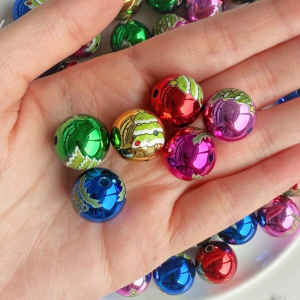 Wholesale Christmas-print metallic beaded beads