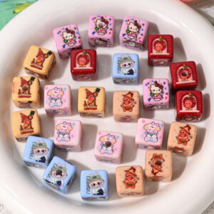 Wholesale Cartoon square bead printed character bead