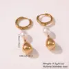 Wholesale Ion Plating (IP) 18K Gold Plated Geometric Water Droplets 304 Stainless Steel Classic Style Streetwear Waterproof Non Tarnish Charm Sleeper Hoop Earrings Drop