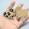 Wholesale Love Leopard Rhinestone Patch Cloth Sticker Adhesive illing Heart-shaped DIY Clothing Bag Shoes and Socks Repair Decoration awing