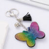 Wholesale 4pcs Diamond-embedded colorful butterfly keychain