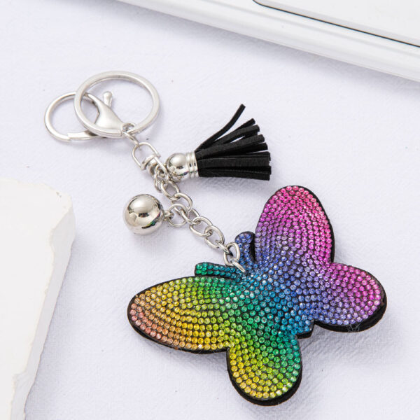 Wholesale 4pcs Diamond-embedded colorful butterfly keychain