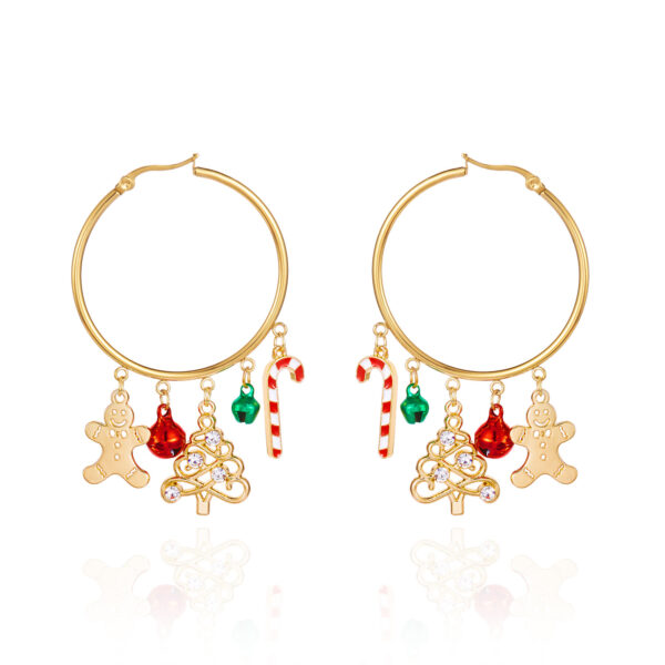 Wholesale New Christmas earrings for women, versatile and festive, gingerbread man cane earrings.