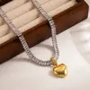 Wholesale Elegant Glam Pentagram Heart Shape Copper 18k Gold Plated Zircon Pendant Necklace In Bulk