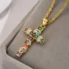 Wholesale Hip-hop Cross Copper 18k Gold Plated Zircon Pendant Necklace In Bulk