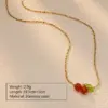 Wholesale 304 Stainless Steel Plastic Cherry Fruit Ion Plating (IP) 18K Gold Plated Cute Sweet Waterproof Non Tarnish Plating O-shaped Chain Box Chain Gold Earrings Necklace Jewelry Set