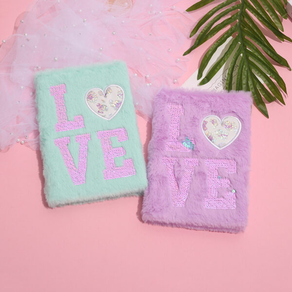 Wholesale Sequin Cartoon Colored Plush Notebook
