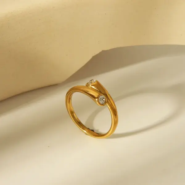 304 Stainless Steel 18K Gold Plated Vintage Style Exaggerated Classic Style Plating Inlay Solid Color Zircon Rings Bangle Jewelry Set