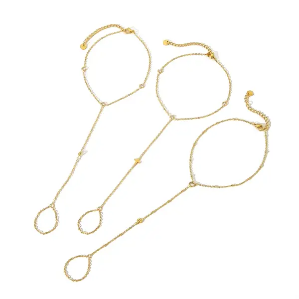 Wholesale 1 Piece IG Style Simple Style Classic Style Geometric Star 304 Stainless Steel Waterproof Non Tarnish Zircon PVD Coated Real Gold Plated 18K Gold Women's Anklet