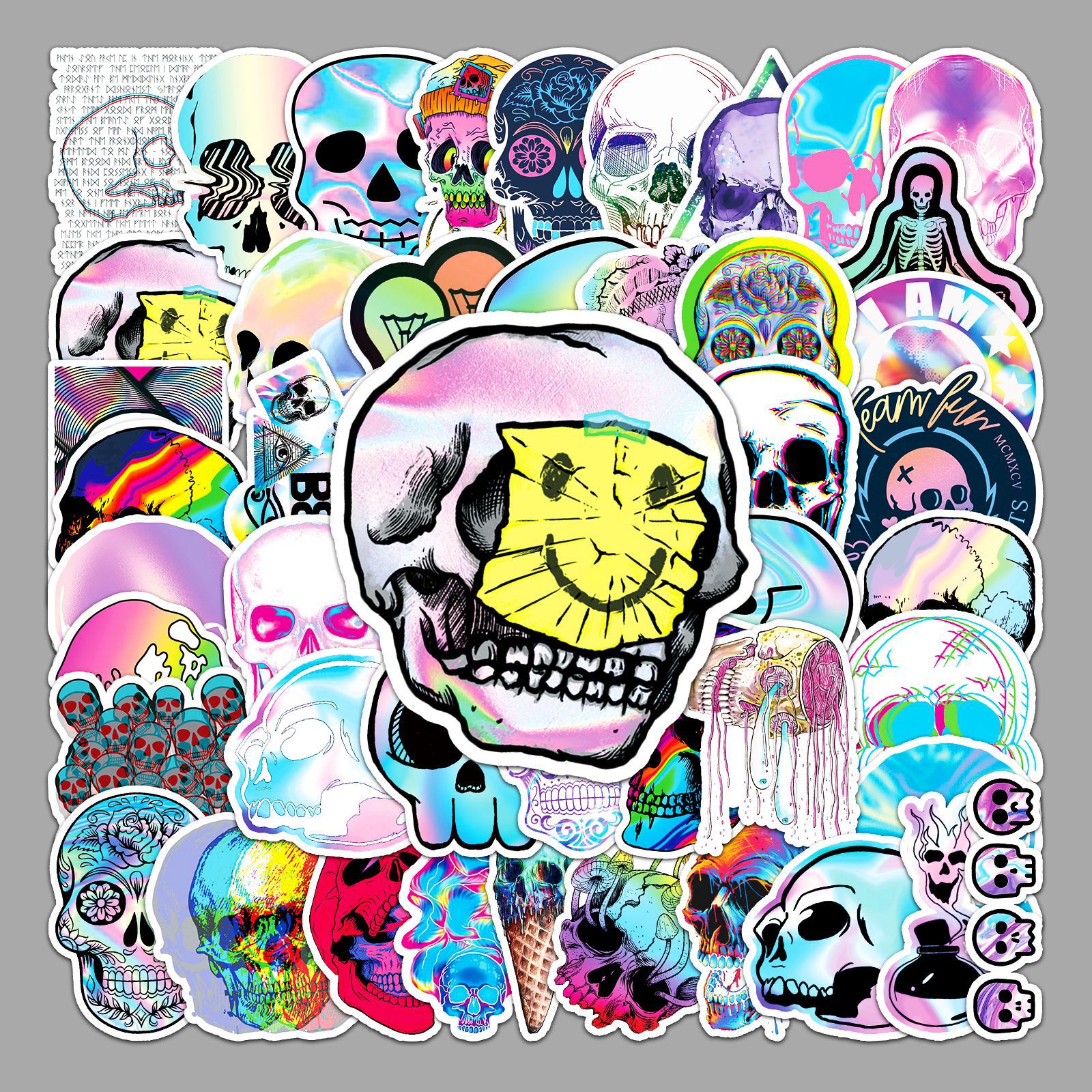 Wholesale 50 Skull Graiti Laser Horror Trend Creative Sticker