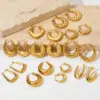 Wholesale PVD Coated Real Gold Plated 16K Gold White Gold Plated Gold Plating Solid Color 304 Stainless Steel Commute Waterproof Non Tarnish Earrings