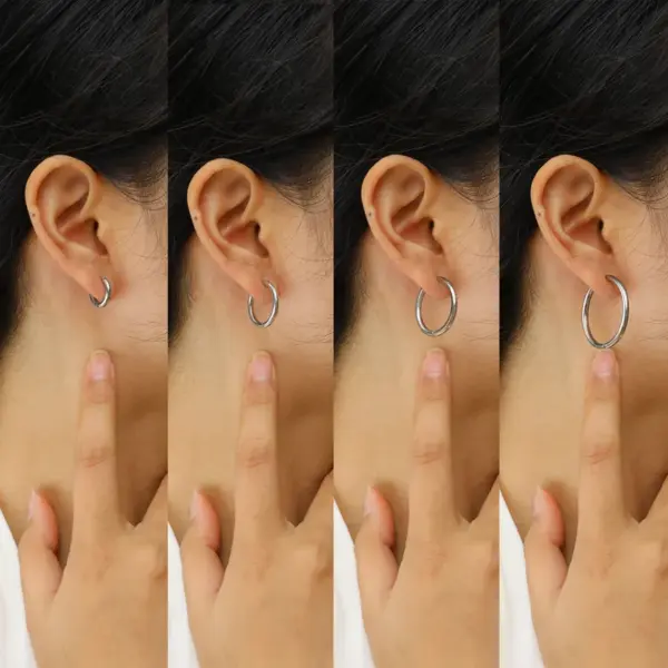 Wholesale PVD Coated Real Gold Plated Solid Color 304 Stainless Steel Simple Style Waterproof Non Tarnish Hoop Earrings