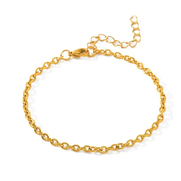 Wholesale Geometric Snowflake Pressed Chain 18K Gold Plated Stainless Steel Simple Commuter Daily Hand Bracelet Elegant Casual Style