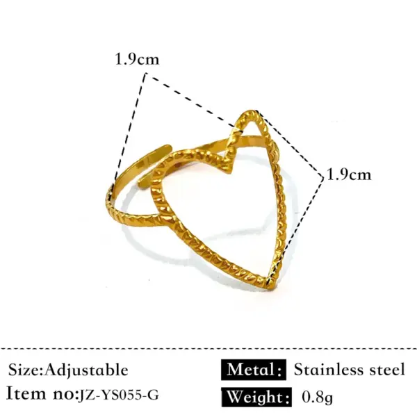 Wholesale Stainless Steel Heart Shaped Ring For Women Valentine's Day Accessory Geometric Pattern Vacuum Plated 18K Gold Casual Wear