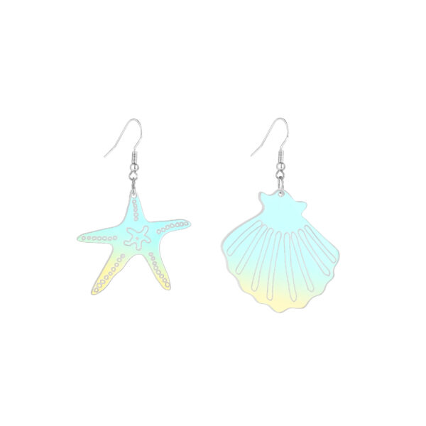 Wholesale Fully Managed New Environmentally Friendly Acrylic Earrings European and American Personalized Laser Starfish Shell Asymmetric Earrings