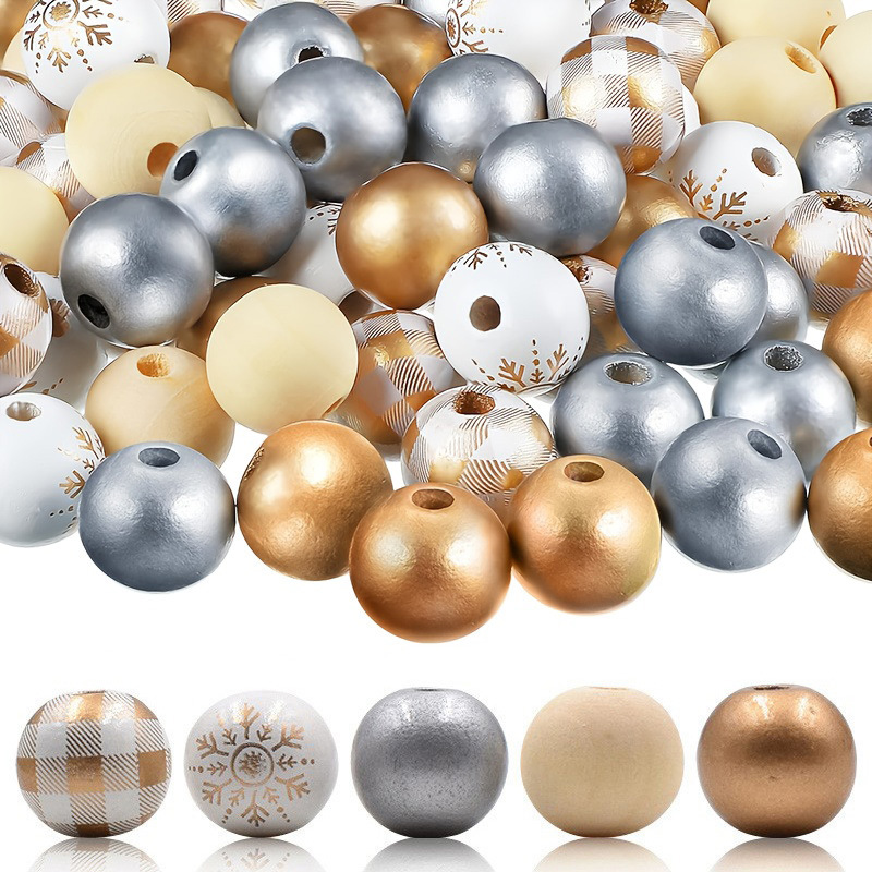 Wholesale Christmas Snowflake Wood Beads