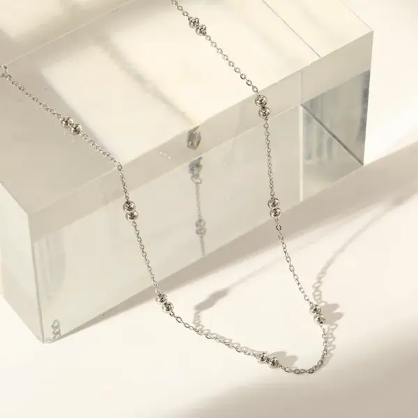 Wholesale 18K Gold Plated 316 Stainless Steel Vacuum Electroplating (In Furnace) No Inlay Material Chain Printing Electroplating 04 Flat Cross Bag Double Bead Necklace For Unisex National Day