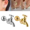 Wholesale PVD Coated 18K Gold Plated Faucet 304 Stainless Steel Resin Novelty Simple Style Waterproof Non Tarnish Ear Studs