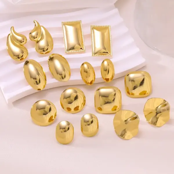 Wholesale Style 18K Gold Stainless Steel Compression Oil Earrings Irregular Stainless Steel Stud Earrings