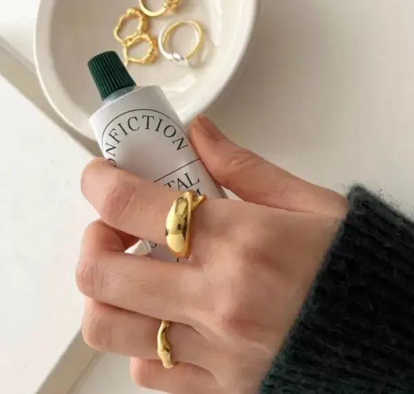 Wholesale 304 Stainless Steel Solid Color PVD Coated 18K Real Gold Plated Simple Style Classic Style Waterproof Non Tarnish Plating Gold Open Rings