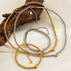 Wholesale Casual Vintage Style Classic Style Round Beads Solid Color Stainless Steel Plating 18k Gold Plated Jewelry Set