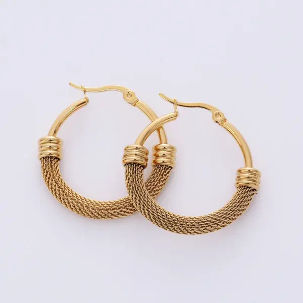 Wholesale Fashion Circle Plating 304 Stainless Steel 18K Gold Plated Stainless Steel Earrings