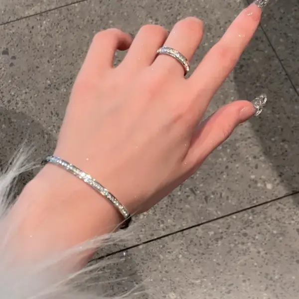 Wholesale Titanium Steel Elegant Simple Style Round Plating Inlay Zircon Bangle