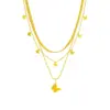 Wholesale PVD Coated 18K Gold Plated Butterfly 304 Stainless Steel Korean Style Waterproof Non Tarnish 304 Stainless Steel Layered Necklaces