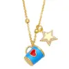 Wholesale Fashion Copper Xingx Cup Heart Shape Necklace Enamel Zircon Copper Necklaces