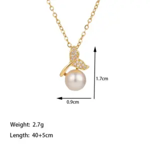 Pearl Fishtail Necklace [Gold]