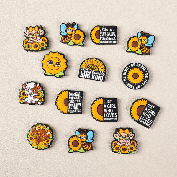 oly-21d7f4e2127e678e17faa89d95cf52a9 Wholesale New cartoon highland cow silicone beads diy suit mix food grade daisy sunflower silicone beads