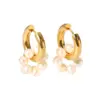 Wholesale PVD Coated Real Gold Plated 18K Gold Flower 201 Stainless Steel IG Style Sweet Waterproof Non Tarnish Drop Earrings