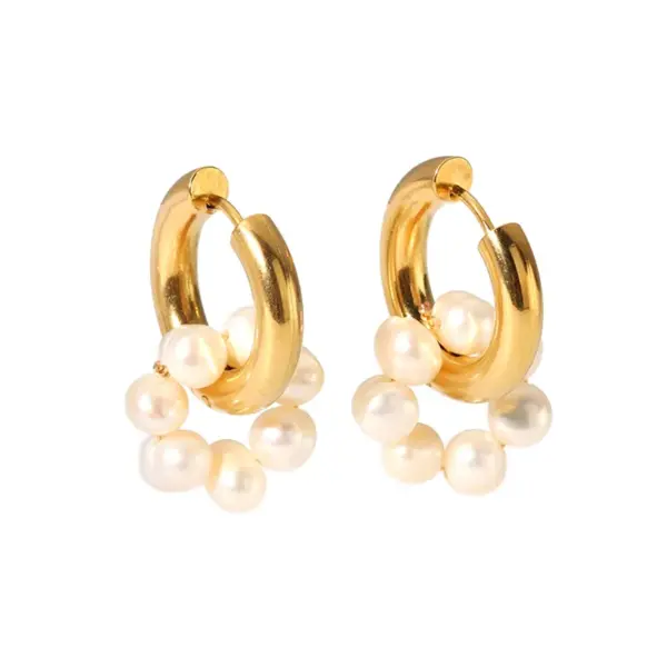 Wholesale PVD Coated Real Gold Plated 18K Gold Flower 201 Stainless Steel IG Style Sweet Waterproof Non Tarnish Drop Earrings