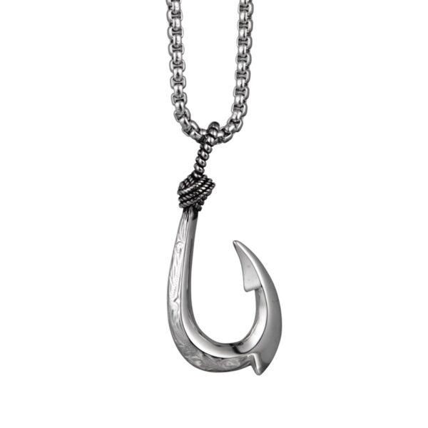 Wholesale Hip-Hop Big Fishhook Titanium Steel Necklace Pendant
