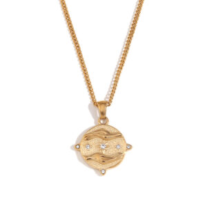Side chain round sticky diamond tarot card-gold-hands