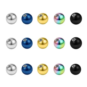 Rose Gold Inner Teeth Titanium Steel Ball Body Piercing Accessories With Hole Gold Ball Fashion OL Geometric Pattern Unisex