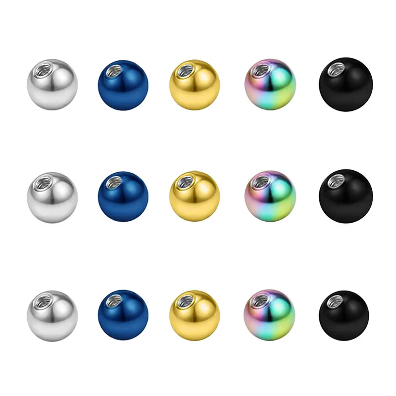Wholesale Rose Gold Inner Teeth Titanium Steel Ball Body Piercing Aessories With Hole Gold Ball Fashion OL Geometric Pattern Unisex