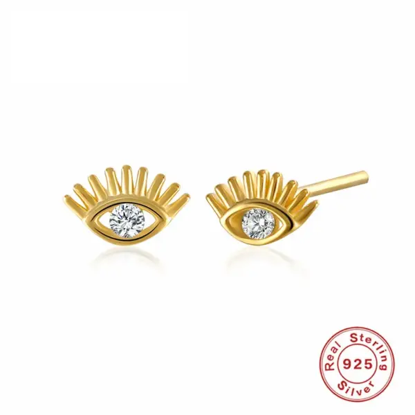 925 Sterling Silver Zircon Eye Ear Studs