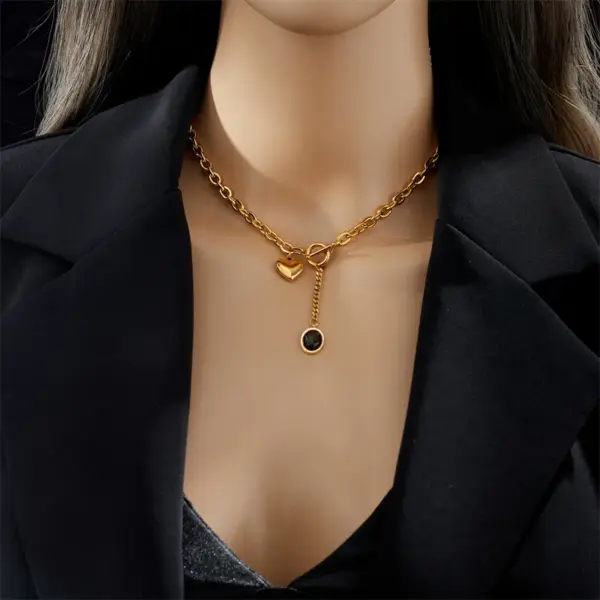 Wholesale PVD Coated 18K Gold Plated Geometric 304 Stainless Steel Fashion Punk Korean Style Waterproof Non Tarnish 304 Stainless Steel Necklace