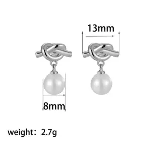 【XKE0364】Chain Pearl Earrings Steel