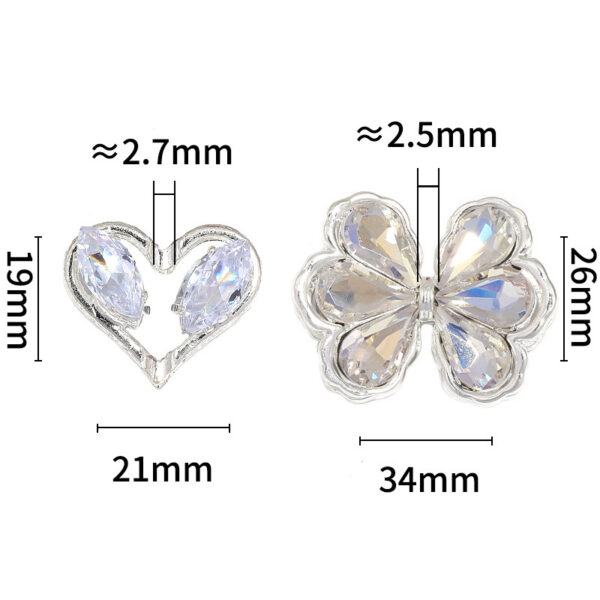 Wholesale Alloy rhinestone heart bow through-hole beads