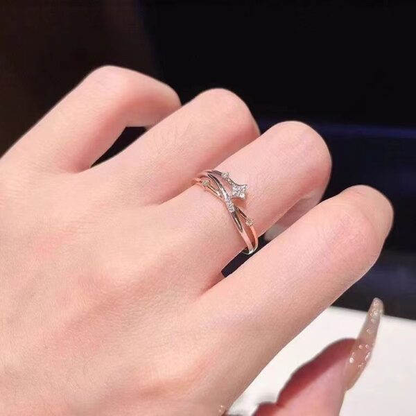 oly-21fa5a0bd695f3fcfa93895a6a8cf495 Wholesale Sparkling Design Star Four Mans Star Fashion Index Finger Ring Elegant Women's Light Luxury Opening Niche Commuter Ring Premium