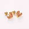 Wholesale PVD Coated Real Gold Plated 14K Gold Heart Shape Mushroom Planet 304 Stainless Steel Simple Style Shiny Waterproof Non Tarnish Ear Studs