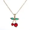 Wholesale Jewelry Casual Elegant Cute Cherry Titanium Steel Pendant Necklace Cable Chain