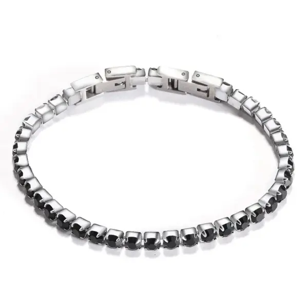 Wholesale Fashion Round Titanium Steel Inlay Zircon Bracelets 1 Piece