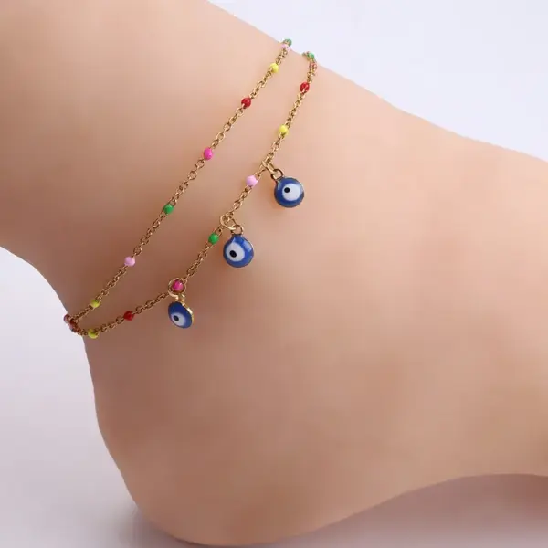 Wholesale Retro Devil's Eye Stainless Steel Wholesale Anklet