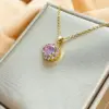 Wholesale Titanium Steel IG Style Geometric Plating Inlay Zircon Pendant Necklace